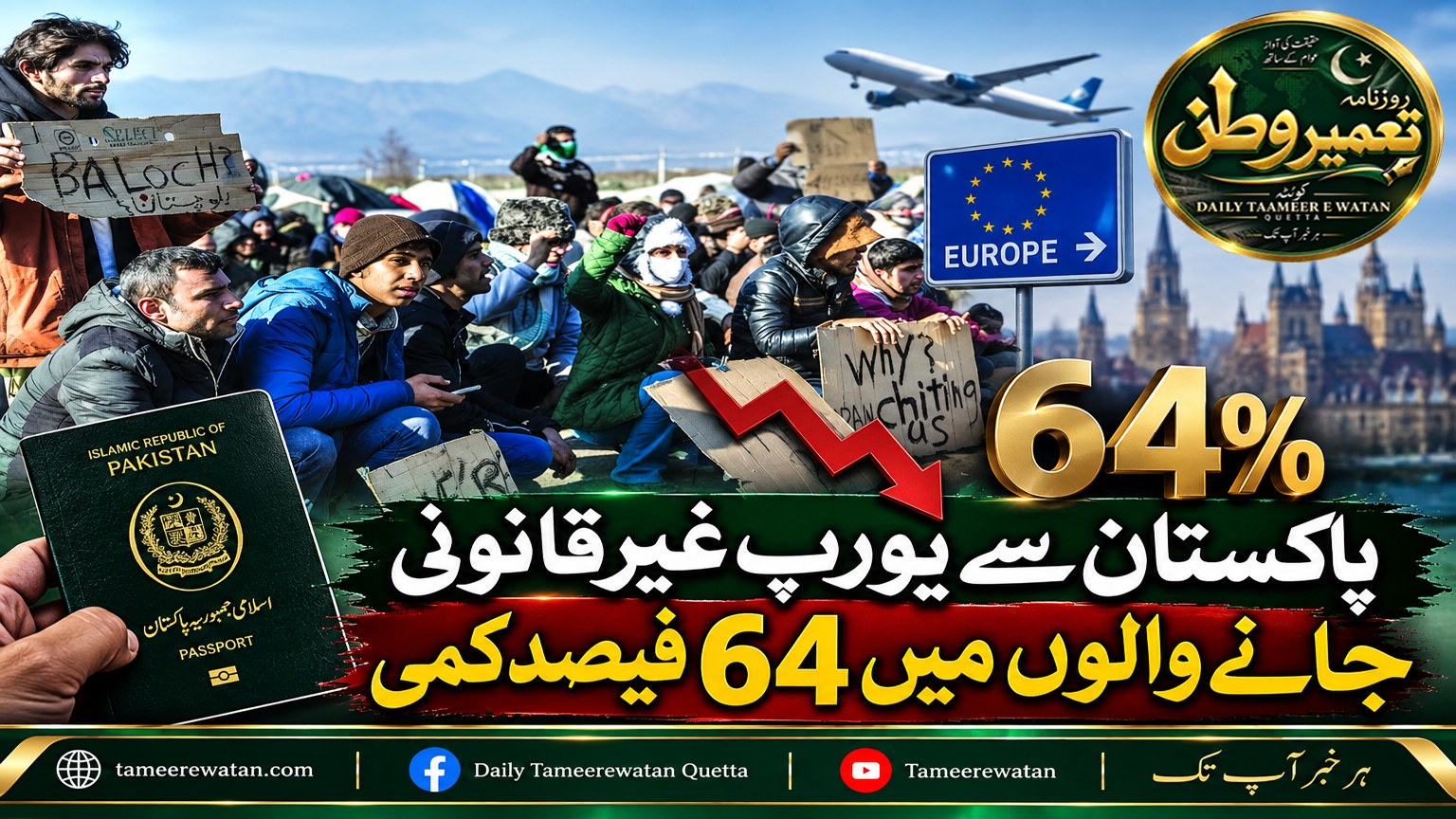 پاکستان سے یورپ غیرقانونی جانے والوں میں 64 فیصد کمی