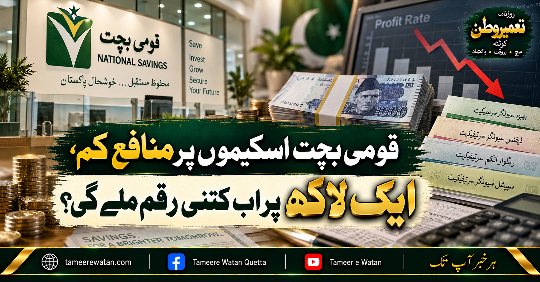 قومی بچت اسکیموں پر منافع کم، ایک لاکھ پر اب کتنی رقم ملے گی؟