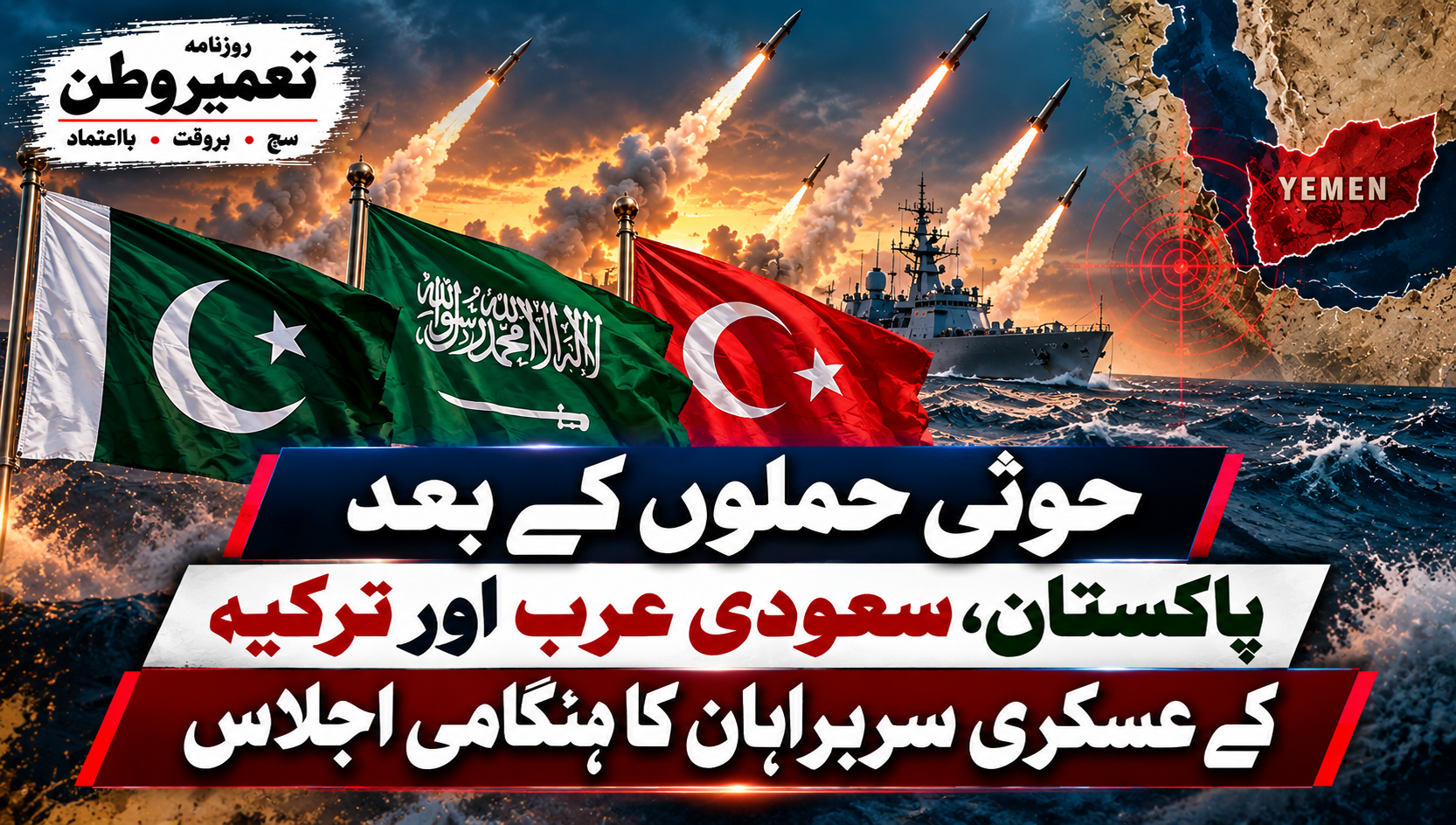 حوثی حملوں کے بعد پاکستان، سعودی عرب اور ترکیہ کے عسکری سربراہان کا ہنگامی اجلاس
