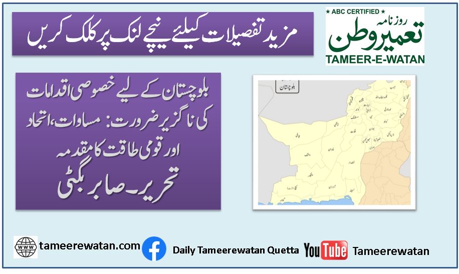 بلوچستان کے لیے خصوصی اقدامات کی ناگزیر ضرورت: مساوات، اتحاد اور قومی طاقت کا مقدمہ