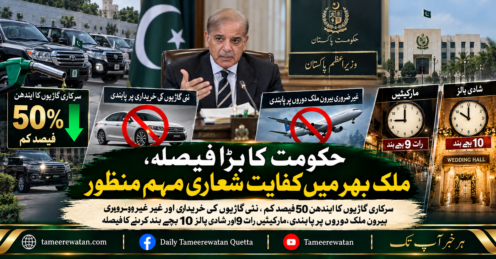حکومت کا بڑا فیصلہ، ملک بھر میں کفایت شعاری مہم منظور