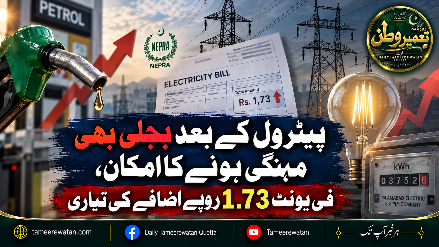 پیٹرول کے بعد بجلی بھی مہنگی ہونے کا امکان، فی یونٹ 1.73 روپے اضافے کی تیاری