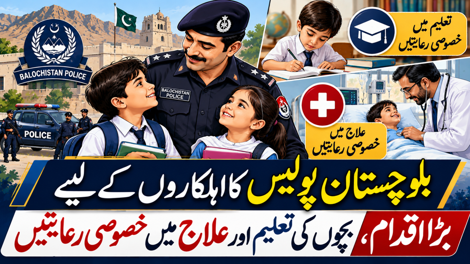بلوچستان پولیس کے اہلکاروں کیلئے تعلیم اور علاج میں بڑی رعایتوں کا اعلان