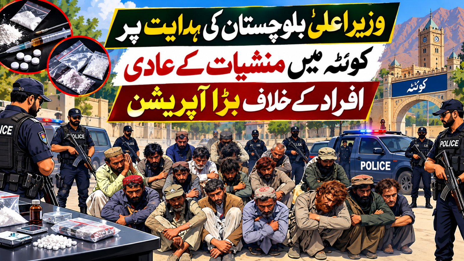 وزیراعلیٰ بلوچستان کی ہدایت پر کوئٹہ میں منشیات کے عادی افراد کے خلاف بڑا آپریشن